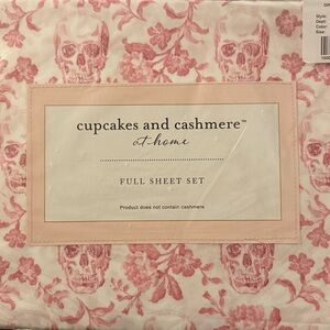 Cupcakes & Cashmere Pink Floral Skull Sheet Set